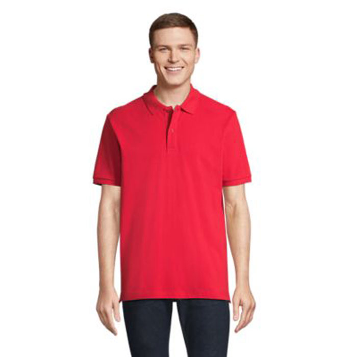 Polo unisexe publicitaire en coton bio 210g PEGASE Rouge vif